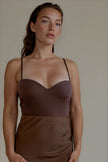 Body TESS marron à coques, détail de face