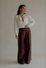 Pantalon PIPPA marron large taille haute – vue de face