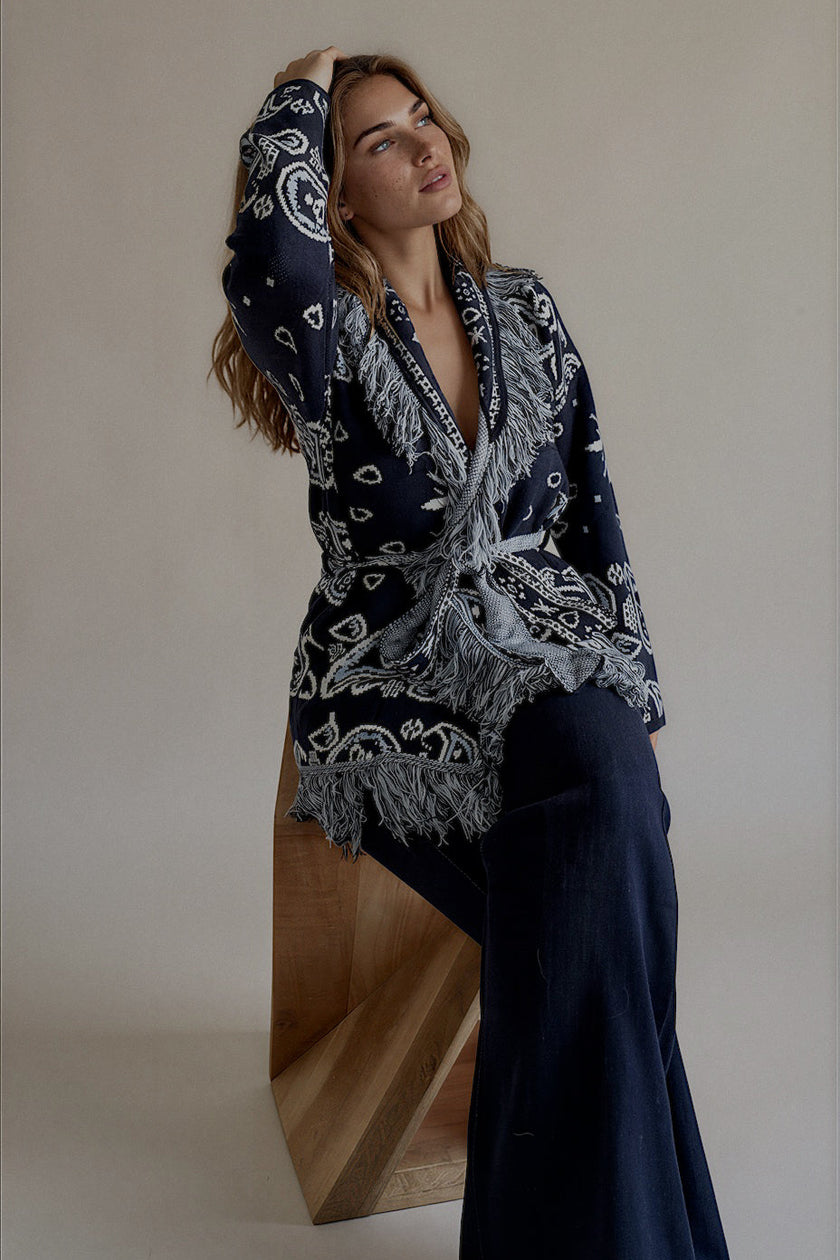 Gilet MADISON long imprimé bandana bleu